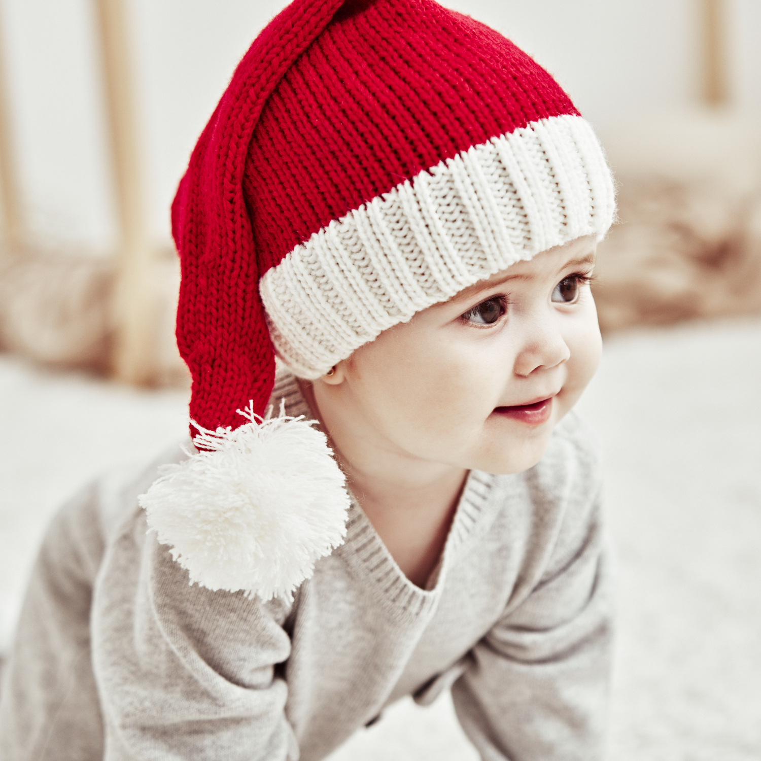 European and American Autumn and Winter New Parent-Child Wool Christmas Hat Single Ball Acrylic Baby Mother Warm Knitted Hat