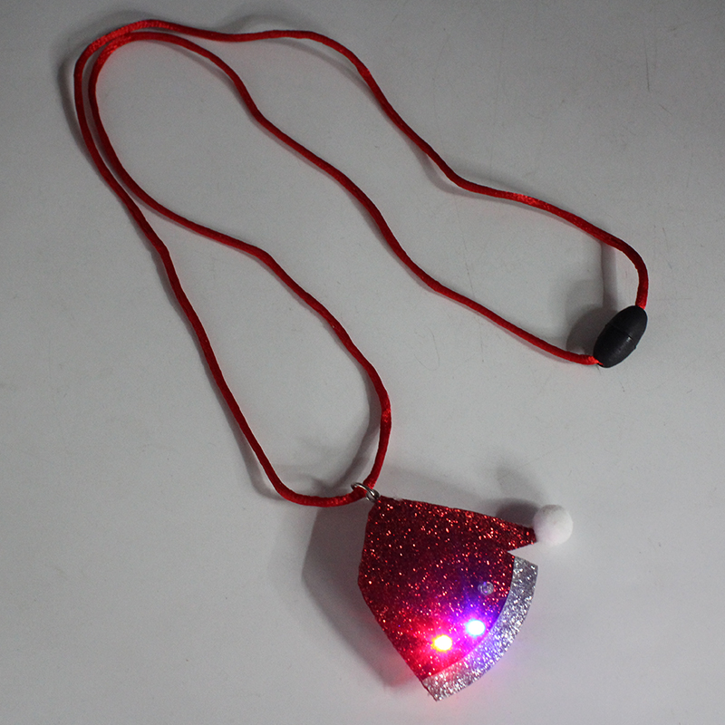 ZD Factory Direct Sales Foreign Trade Popular Style Luminous LED Christmas Hat Necklace Pendant Halloween Christmas Products ZD Factory Direct Sales Foreign Trade Popular Style Luminous LED Christmas Hat Necklace Pendant Halloween Christmas Products
