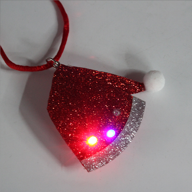 ZD Glowing LED Christmas Hat Necklace Pendant Halloween Christmas Products Factory Direct Sales Foreign Trade Popular Style ZD Glowing LED Christmas Hat Necklace Pendant Halloween Christmas Products Factory Direct Sales Foreign Trade Popular Style
