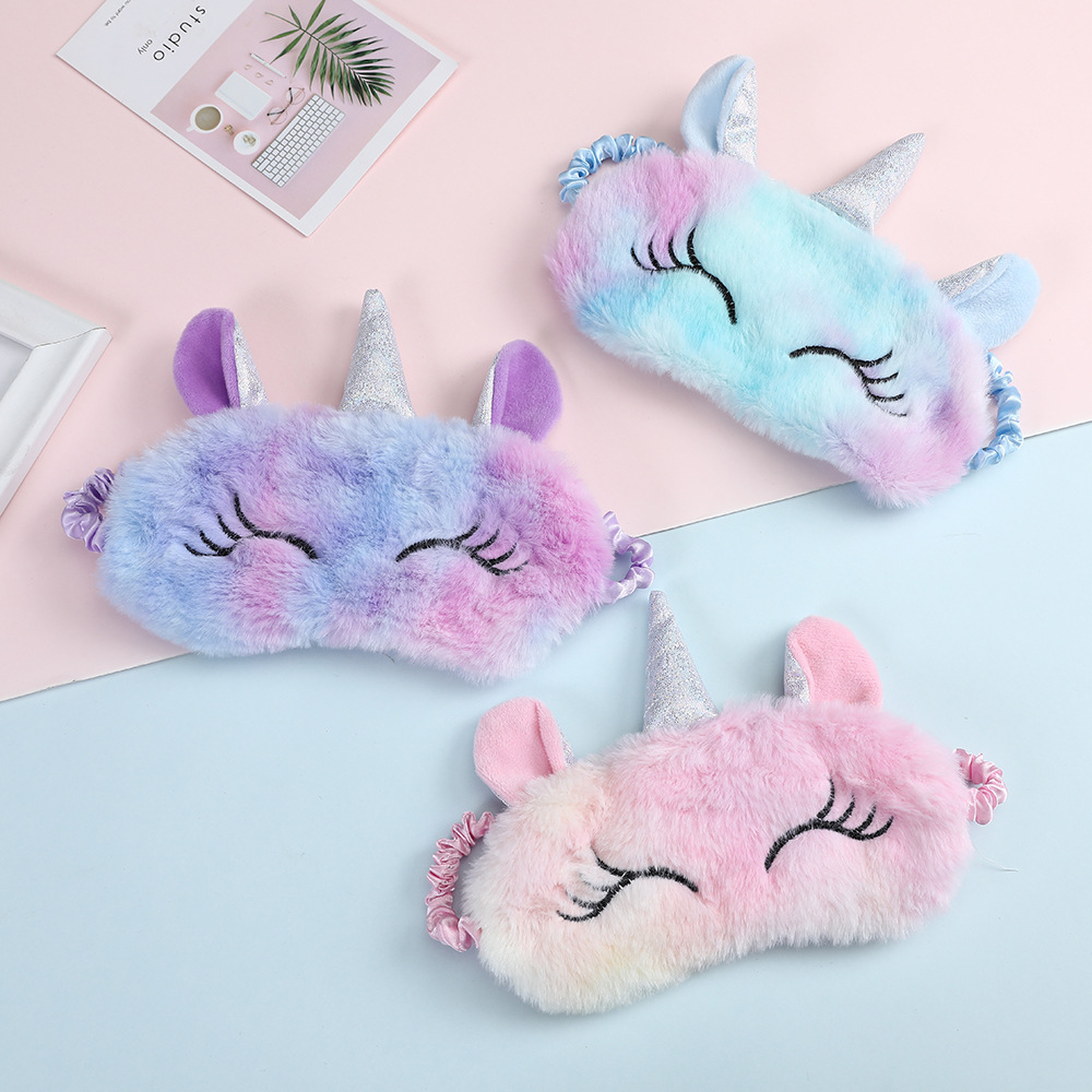 Unicorn new cute Fluffy Shade for Unicorn girl Cartoon Sleep Mask For students