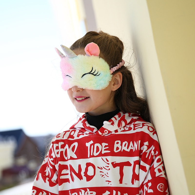 Unicorn new cute Fluffy Shade for Unicorn girl Cartoon Sleep Mask For students