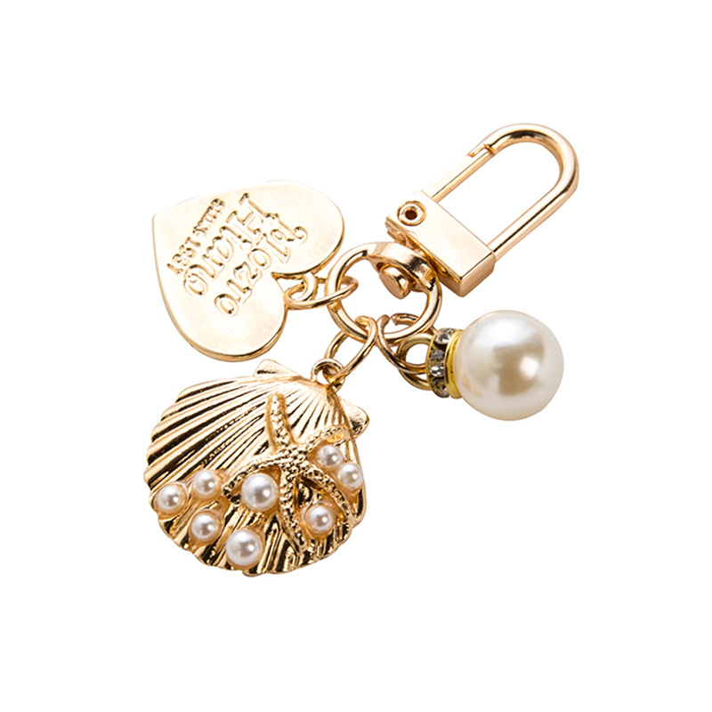 Key buckle Cute Pearl Shell Keychain Pendant Ins Metal Ornament Little Creative Gifts AirPods Pendant Wholesale