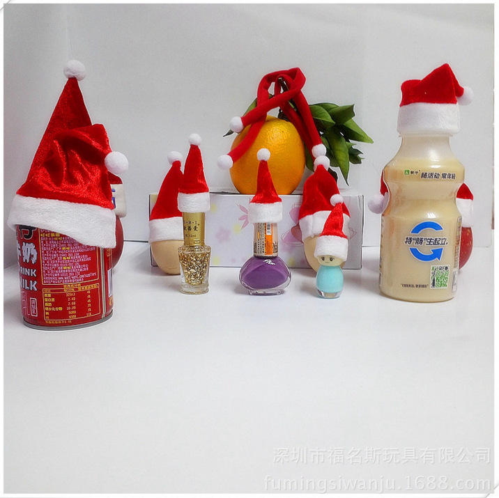 Christmas Hat Small Number Fruit Decoration Christmas Ornaments Red Wine Bottle Hat Electronic Velvet Logo Customization Christmas Hat Small Number Fruit Decoration Christmas Ornaments Red Wine Bottle Hat Electronic Velvet Logo Customization