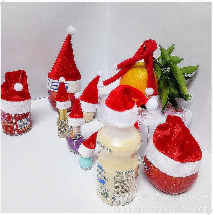 Christmas Hat Small Number Fruit Decoration Christmas Ornaments Red Wine Bottle Hat Electronic Velvet Logo Customization Christmas Hat Small Number Fruit Decoration Christmas Ornaments Red Wine Bottle Hat Electronic Velvet Logo Customization