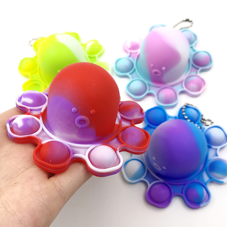 Cross-Border New Arrival Silicone Rat Killer Pioneer Toys Keychain Silicone Octopus Bubble Toy (Small Medium)