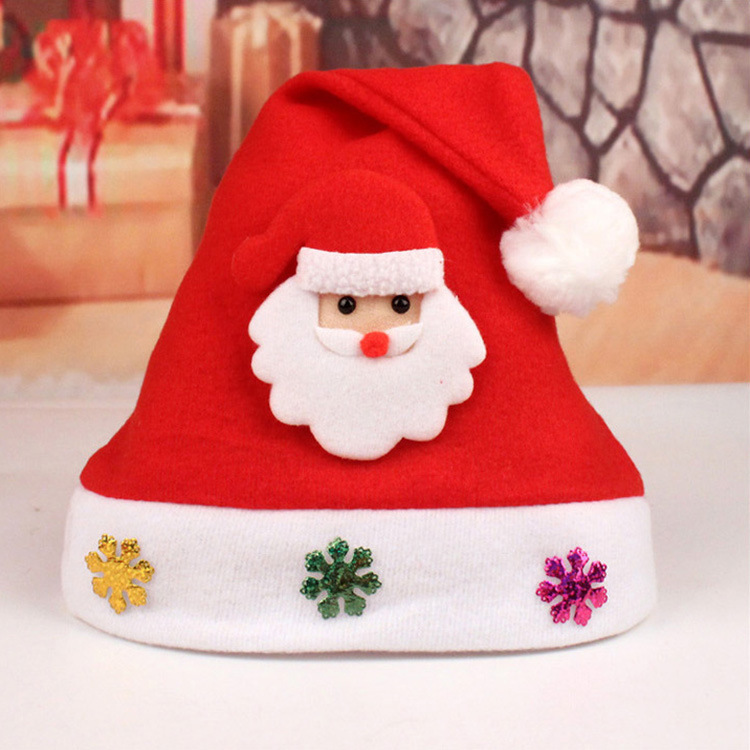 Christmas Gift Cartoon Sequined Christmas Hat LED Light Antlers Decorations Felt Snowman for Children Or Adults