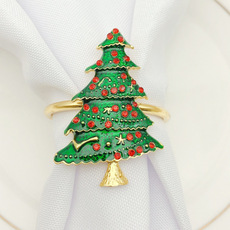 Hotel Western Food Green Christmas Tree Napkin Ring Napkin Ring Alloy Diamond Napkin Ring Napkin Ring Wholesale