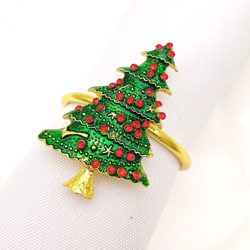 Hotel Western Food Green Christmas Tree Napkin Ring Napkin Ring Alloy Diamond Napkin Ring Napkin Ring Wholesale