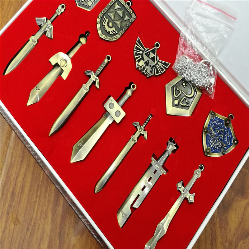 Legend of Zelda Set Sky Sword Linke Weapon Necklace Keychain 11-Piece Suit