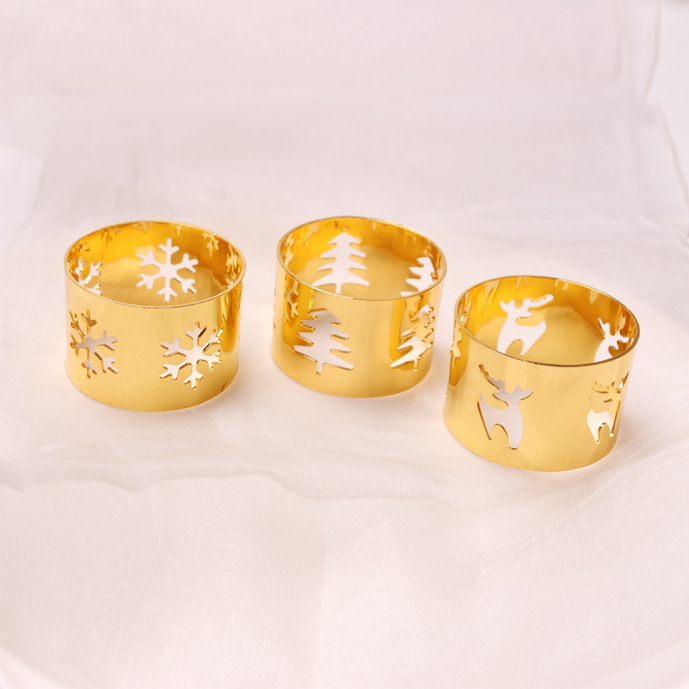 New Fashion Christmas Festival DiningTable Decoration Snowflake Napkin Ring Deer Napkin Ring Christmas Tree Napkin Ring