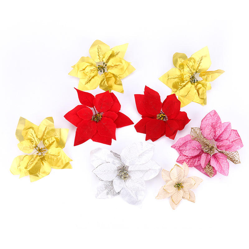 tree garland Real of simulated Christmas tree garland accessories solid gold and pink edge Christmas decoration flowers