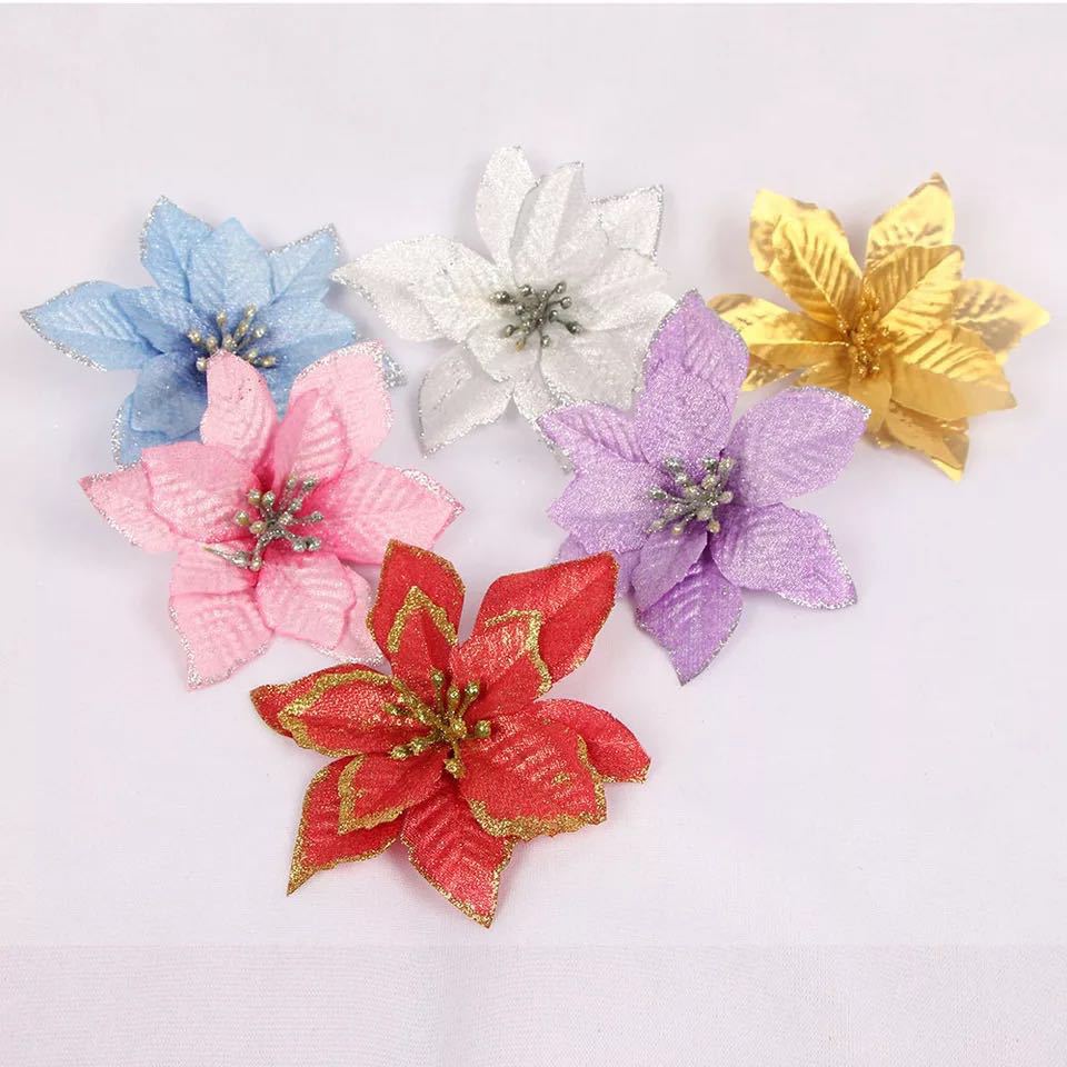 tree garland Real of simulated Christmas tree garland accessories solid gold and pink edge Christmas decoration flowers