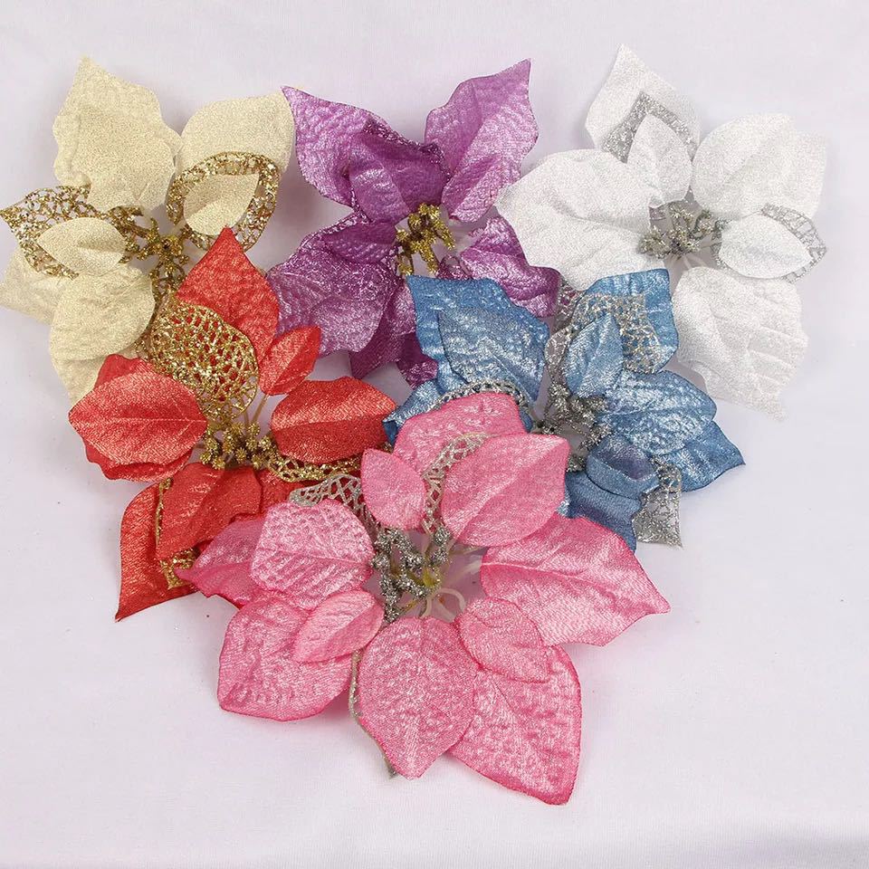 tree garland Real of simulated Christmas tree garland accessories solid gold and pink edge Christmas decoration flowers