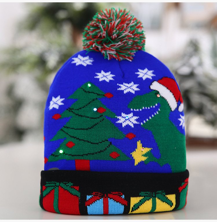 Cross-Border Autumn and Winter Fashion Christmas LED Lights Knitted Hat Colored Lights Party Warm Adult with Ball Hat Wholesale Cross-Border Autumn and Winter Fashion Christmas LED Lights Knitted Hat Colored Lights Party Warm Adult with Ball Hat Wholesale