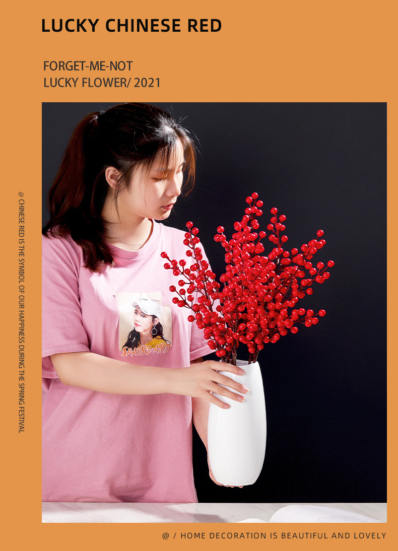Fortune Fruit Red Berry Fake Flower Living Room Home Decoration Flower Arrangement New Year Christmas Props Display Fortune Fruit Red Berry Fake Flower Living Room Home Decoration Flower Arrangement New Year Christmas Props Display