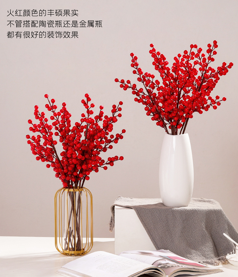 Fortune Fruit Red Berry Fake Flower Living Room Home Decoration Flower Arrangement New Year Christmas Props Display Fortune Fruit Red Berry Fake Flower Living Room Home Decoration Flower Arrangement New Year Christmas Props Display