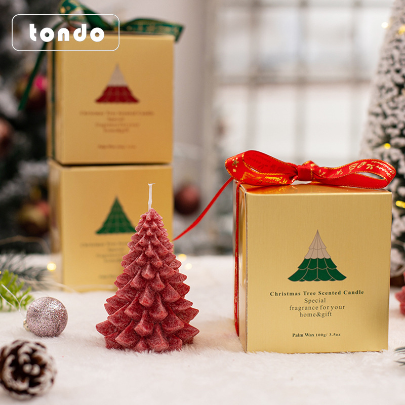 Tang De Christmas Gift Christmas Tree Shape Aromatherapy Candle Creative Festival Ice Flower Candle Atmosphere Decoration