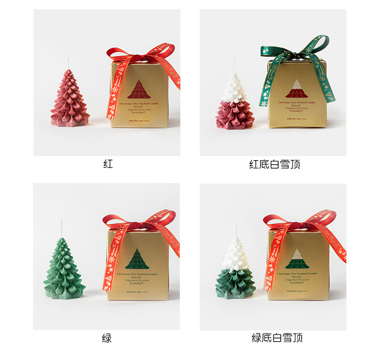 Tang De Christmas Gift Christmas Tree Shape Aromatherapy Candle Creative Festival Ice Flower Candle Atmosphere Decoration