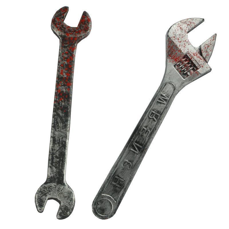Film and Television Props Plastic Bloody Wrench Halloween Supplies Zombie Flap Plastic Simulation Wrench Props Weapon