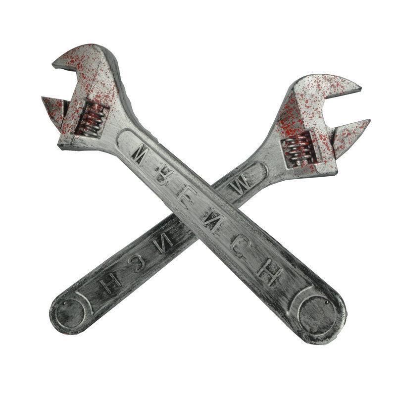 Film and Television Props Plastic Bloody Wrench Halloween Supplies Zombie Flap Plastic Simulation Wrench Props Weapon