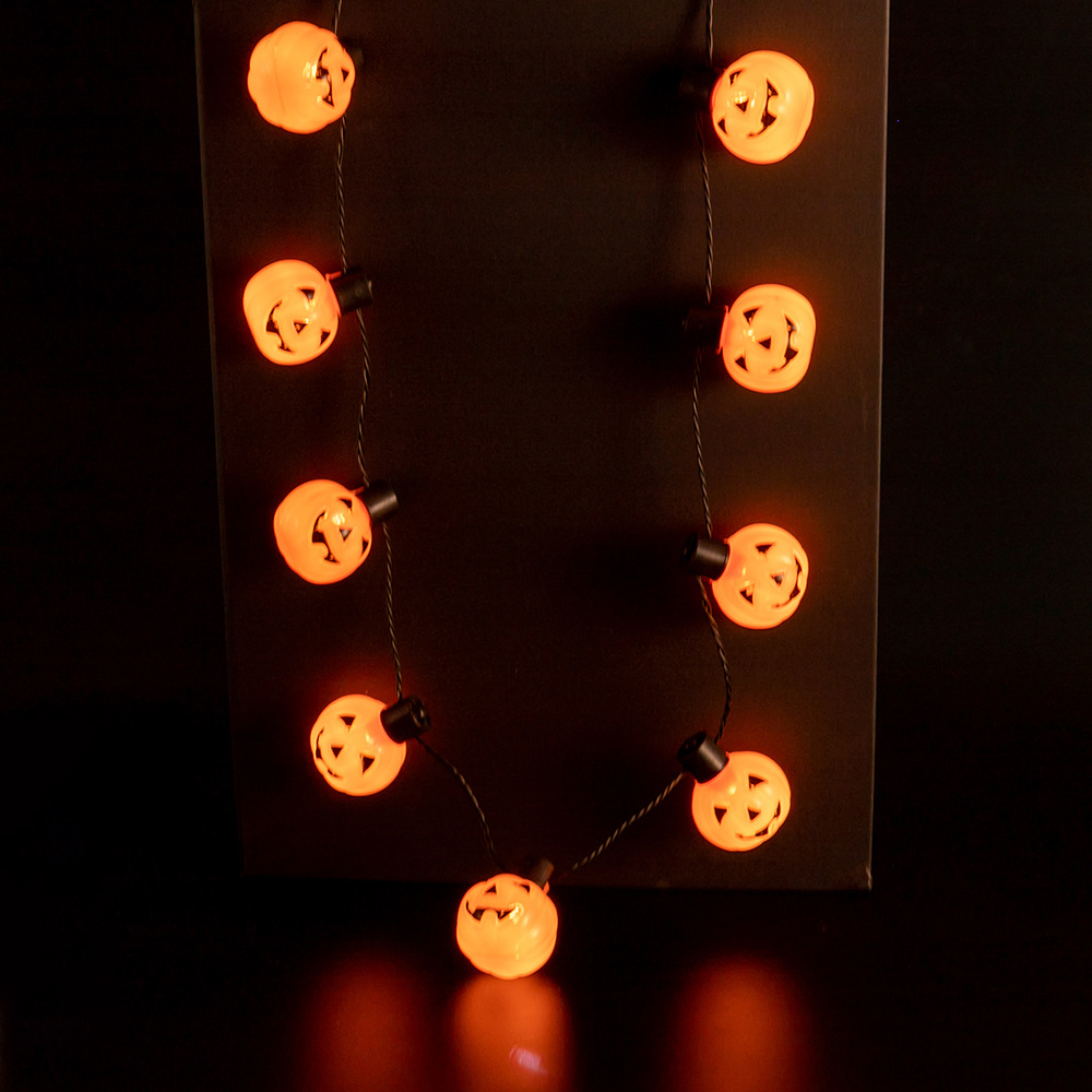 Exclusive for Cross-Border LED Luminous Pumpkin Lamp Necklace Halloween Decoration Cheering Props Holiday Supplies