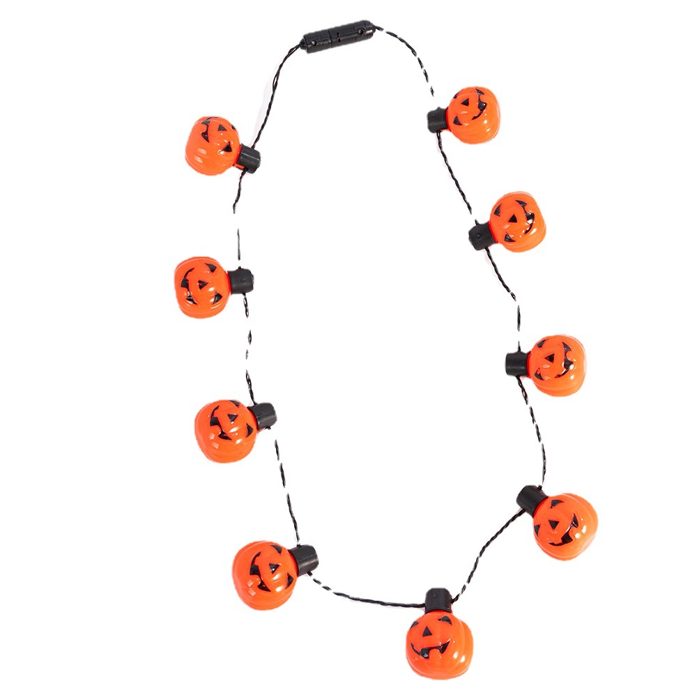 Exclusive for Cross-Border LED Luminous Pumpkin Lamp Necklace Halloween Decoration Cheering Props Holiday Supplies