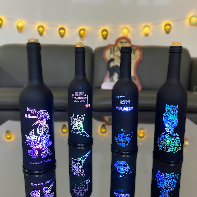 New Halloween Wine Bottle Lights Colorful Color Changing Horror Gift Decoration Scene Props Layout Bar Party Supplies