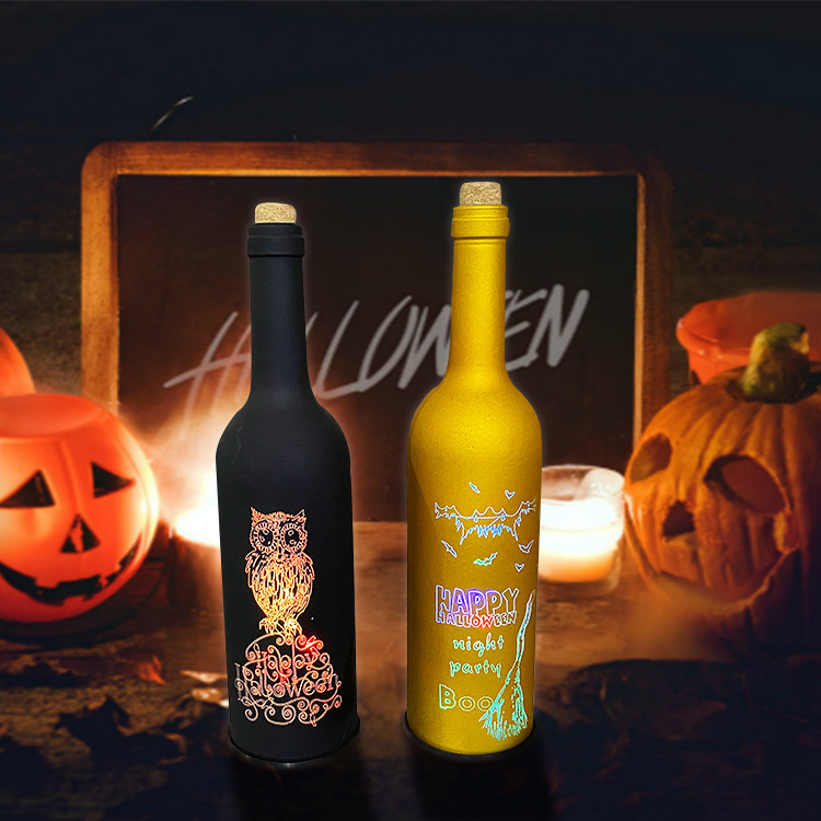 New Halloween Wine Bottle Lights Colorful Color Changing Horror Gift Decoration Scene Props Layout Bar Party Supplies