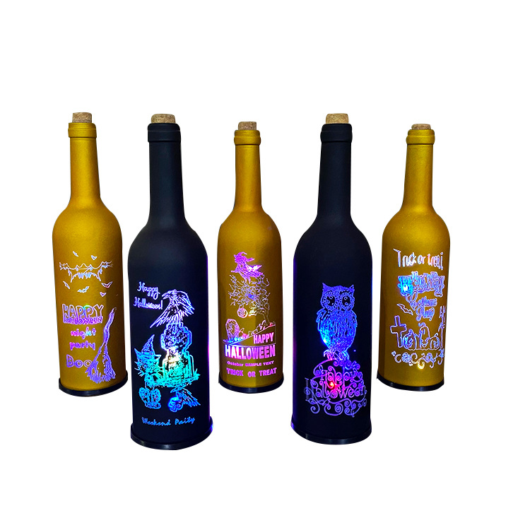 New Halloween Wine Bottle Lights Colorful Color Changing Horror Gift Decoration Scene Props Layout Bar Party Supplies