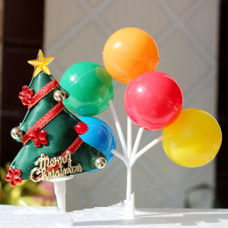 Christmas Cake Insert Card Plug-in Color round Lovely Balloon Cake Decoration Plug-in Card Insert Birthday Cake Insert