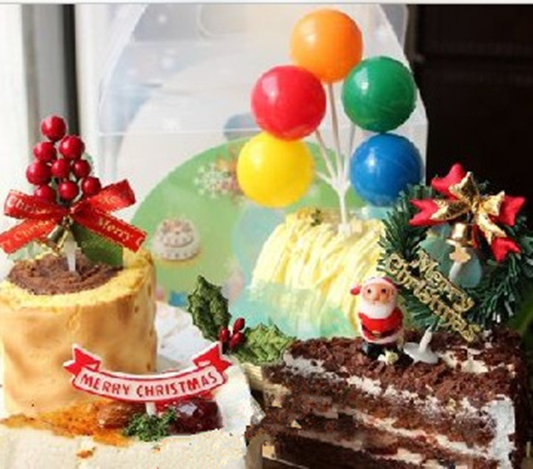 Christmas Cake Insert Card Plug-in Color round Lovely Balloon Cake Decoration Plug-in Card Insert Birthday Cake Insert
