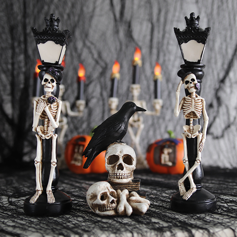 Halloween Simulation Street Lamp Haunted House Decoration Supplies Luminous Skull Street Lamp Site Layout Props Pumpkin Lamp
