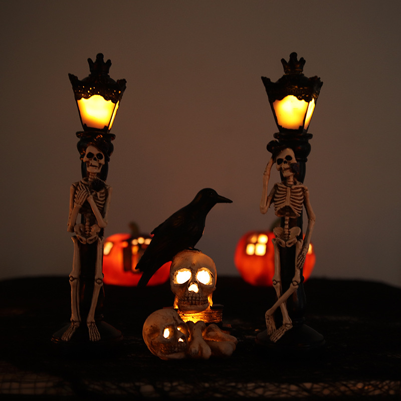 Halloween Simulation Street Lamp Haunted House Decoration Supplies Luminous Skull Street Lamp Site Layout Props Pumpkin Lamp