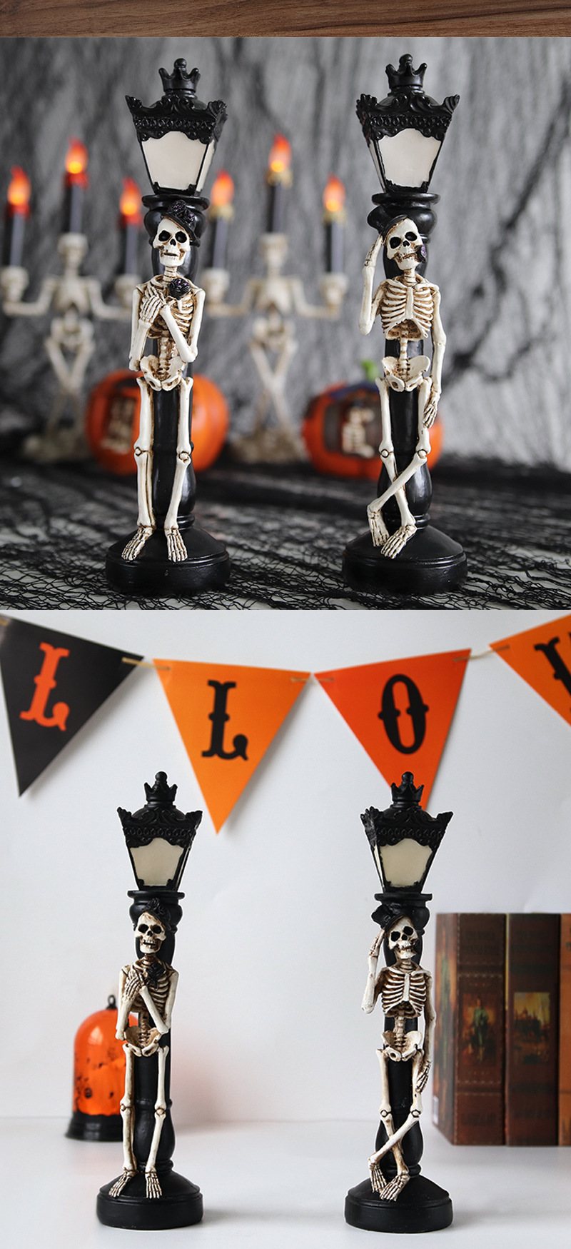 Halloween Simulation Street Lamp Haunted House Decoration Supplies Luminous Skull Street Lamp Site Layout Props Pumpkin Lamp