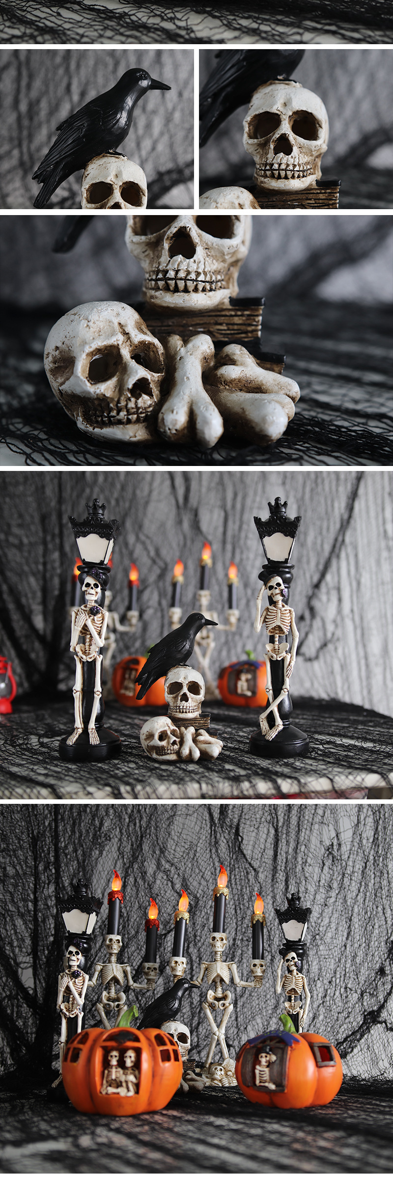 Halloween Simulation Street Lamp Haunted House Decoration Supplies Luminous Skull Street Lamp Site Layout Props Pumpkin Lamp