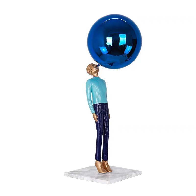 Modern Model Room Little Bear Balloon Sculptured Ornaments Cartoon Character Bubble Blowing Ball Portrait Children&#039;s Room Ornament Furnishing