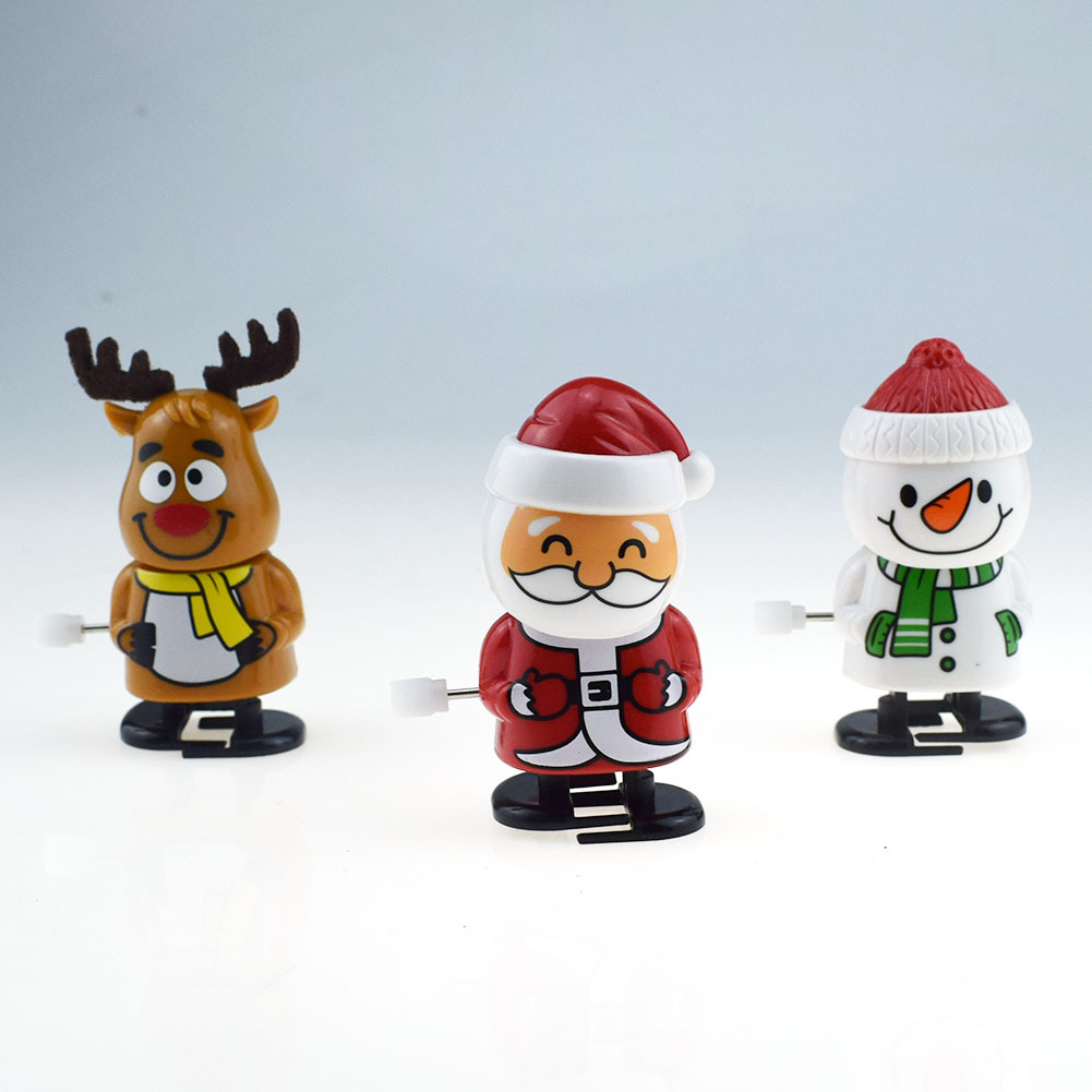 Cute Clockwork Santa Claus Shaking His Head Walking Winding Santa Claus Snowman Toy Chain Elk Cross-Border Supply