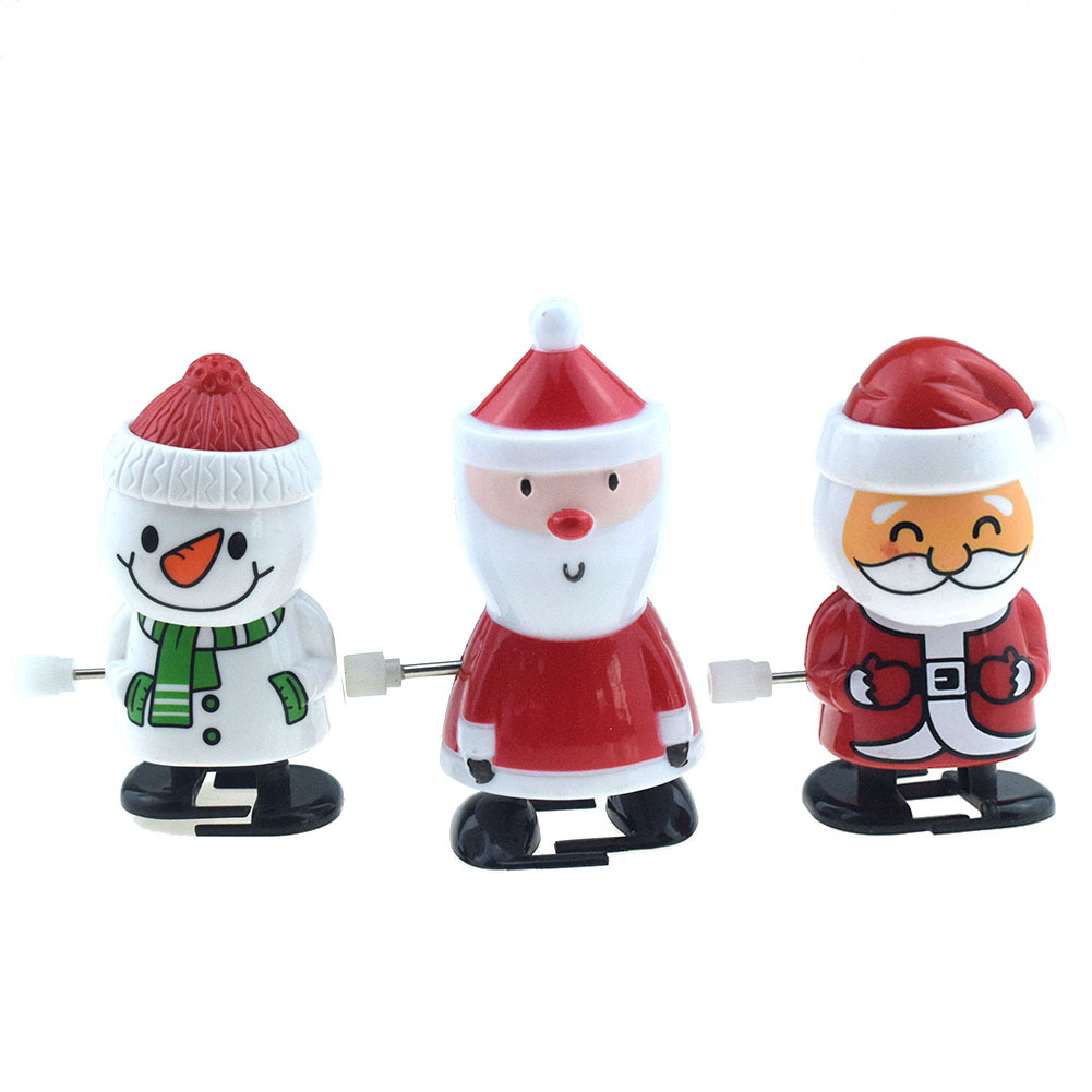 Cute Clockwork Santa Claus Shaking His Head Walking Winding Santa Claus Snowman Toy Chain Elk Cross-Border Supply