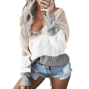 Amazon hot style sweater, v-neck, trumpet sleeve sweater