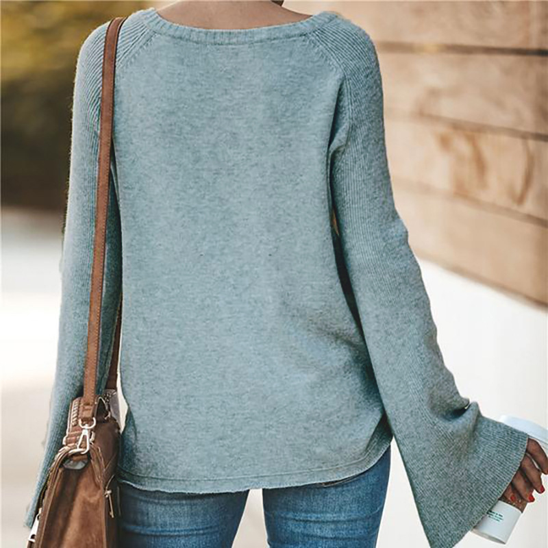 Amazon hot style sweater, v-neck, trumpet sleeve sweater