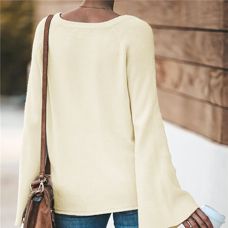 Amazon hot style sweater, v-neck, trumpet sleeve sweater