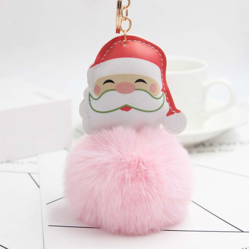 Koorol Cartoon Santa Claus Plush Pendant Santa Claus Fur Ball Keychain Cellphone Car Bag Ornaments