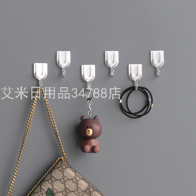 ZX-108-6 PCs Trumpet Simplicity Hooks White Creative Plastic Clothes Hook Strong Sticky Hooks