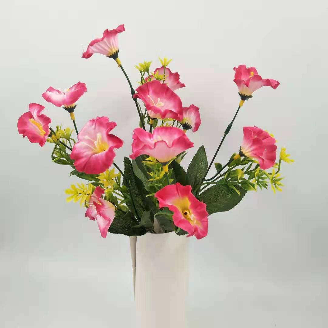 Factory Direct Sales Simulation Plastic Flower 6 Fork 12-Head Trumpet Shooting Props Indoor Decoration DIY Bouquet