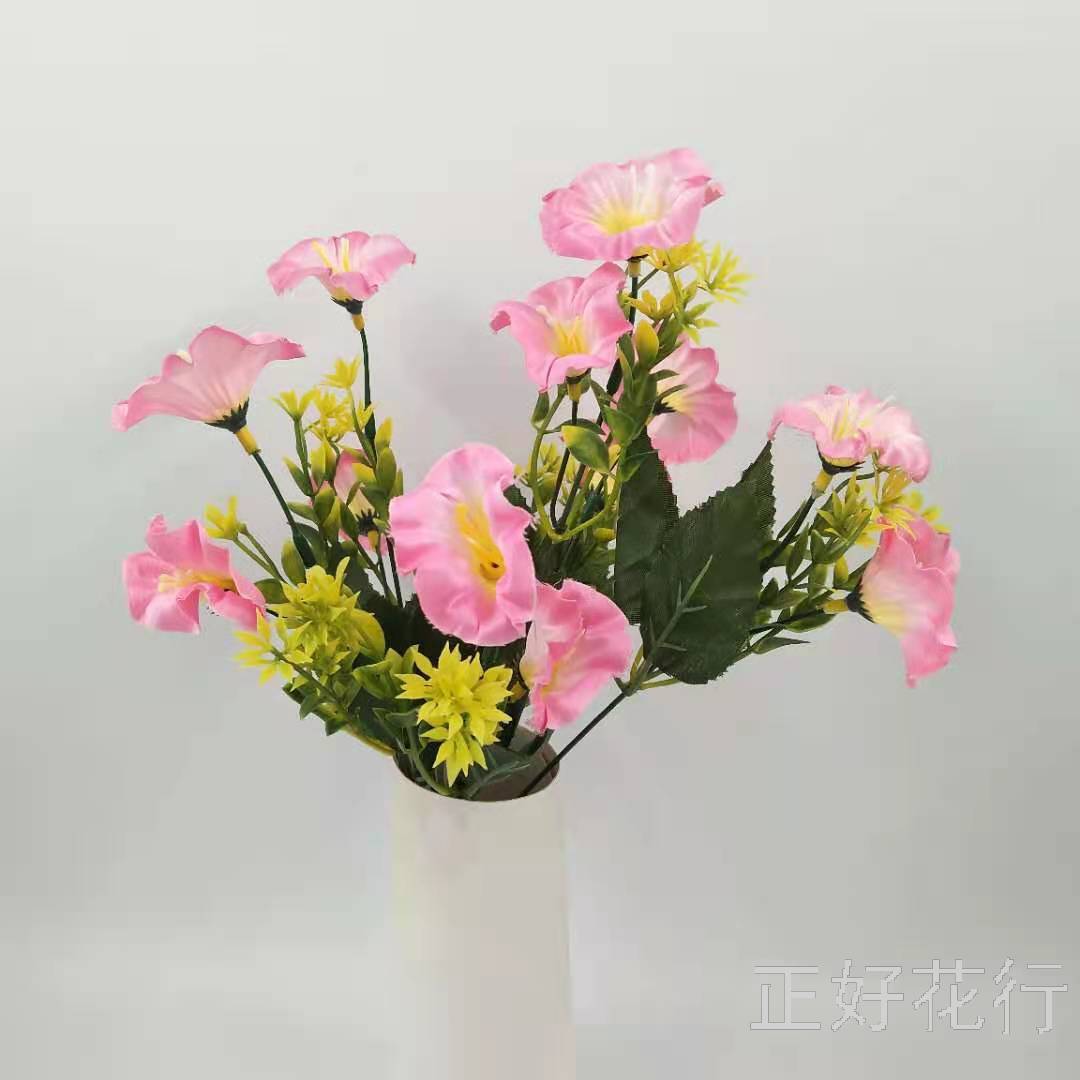 Factory Direct Sales Simulation Plastic Flower 6 Fork 12-Head Trumpet Shooting Props Indoor Decoration DIY Bouquet