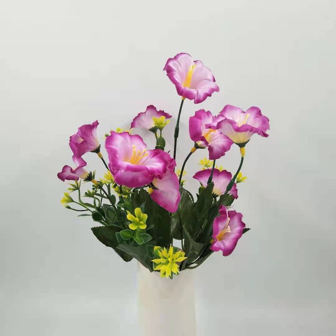 Factory Direct Sales Simulation Plastic Flower 6 Fork 12-Head Trumpet Shooting Props Indoor Decoration DIY Bouquet