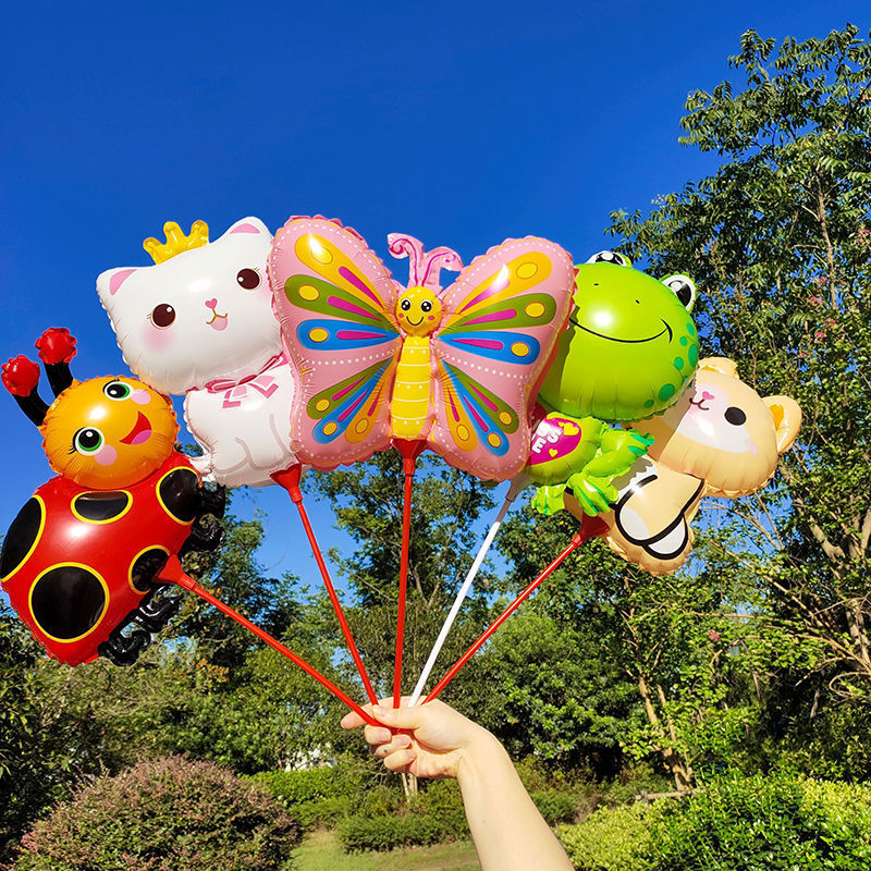 Balloon Wholesale Stall Wholesale Medium Support Rod WeChat Push Aluminum Film Children Stall Inflatable Toy Animal Cartoon