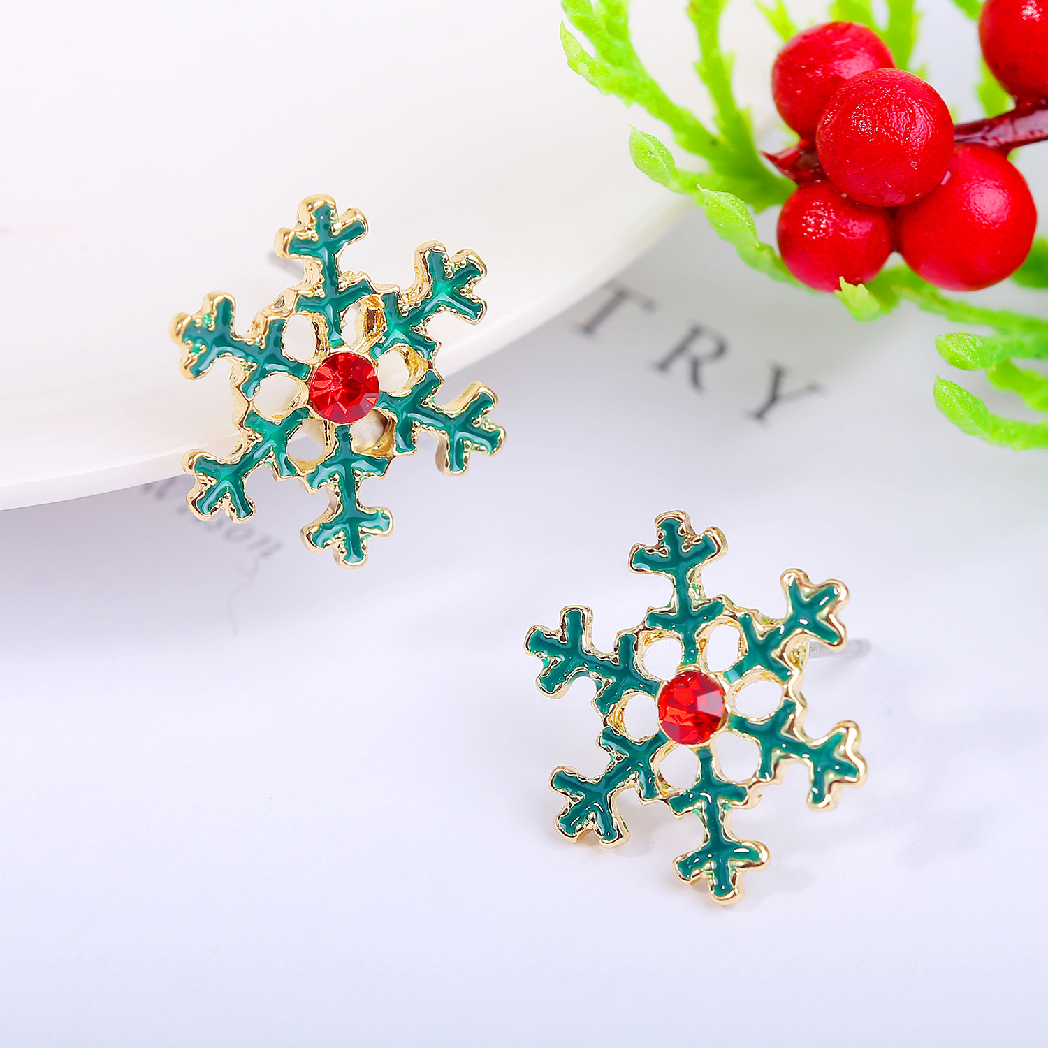 Cross-Border New Christmas Earrings Diamond Snowflake Bell Christmas Tree Ear Rings European And American Christmas Earrings Set