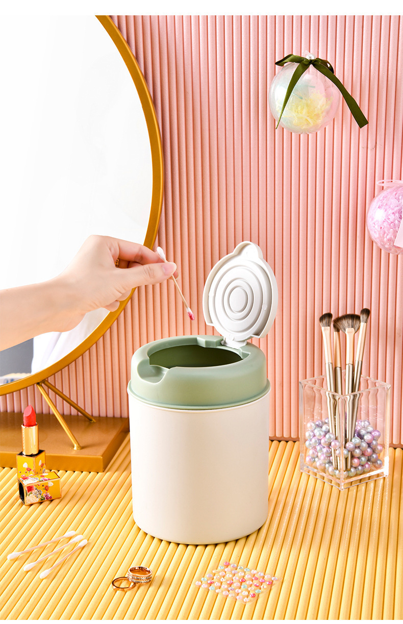 Desktop Trash Bin Home Living Room Plastic Trumpet Covered Mini Table with Creative with Cover Pull Table Trash Can Desktop Trash Bin Home Living Room Plastic Trumpet Covered Mini Table with Creative with Cover Pull Table Trash Can
