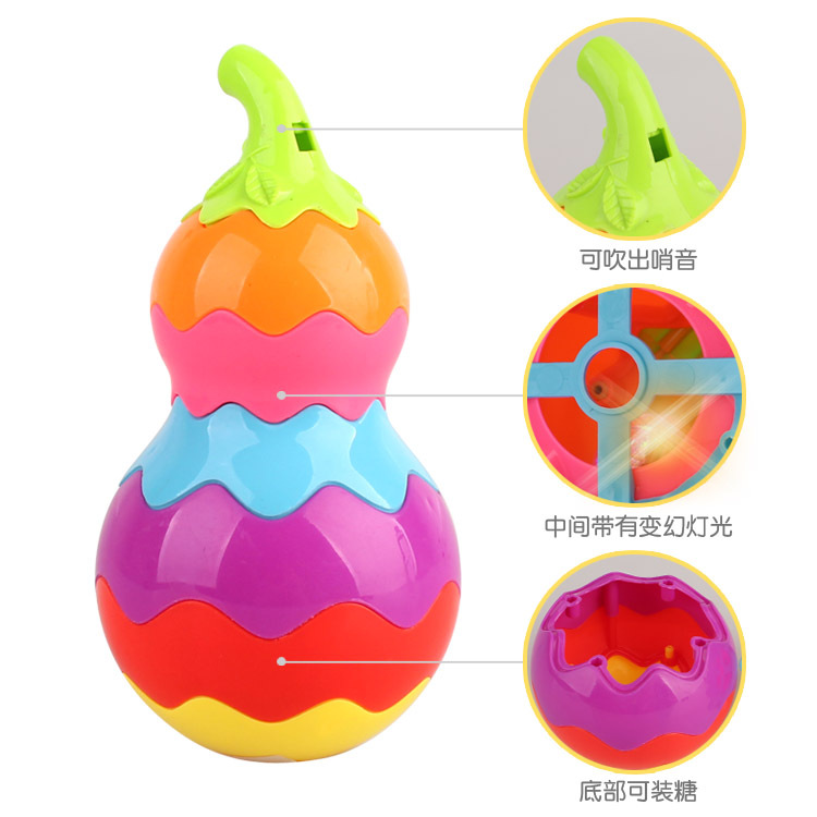 Factory Direct Sales Colorful Light Gourd with Rope Trumpet Candy Gift Children&#039;s Educational Toys